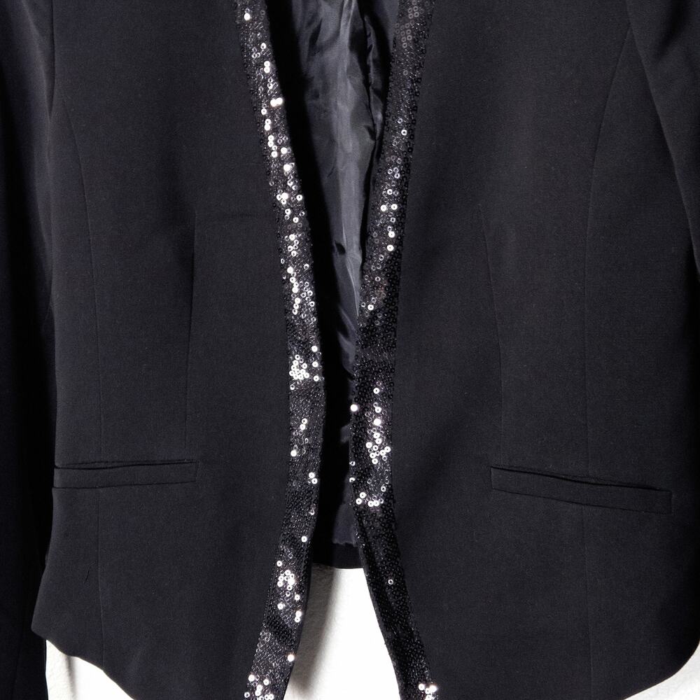 XXI Cropped Blazer Small Black Y2K Glam Edgy Clubwear Night Out - Picture 5 of 13